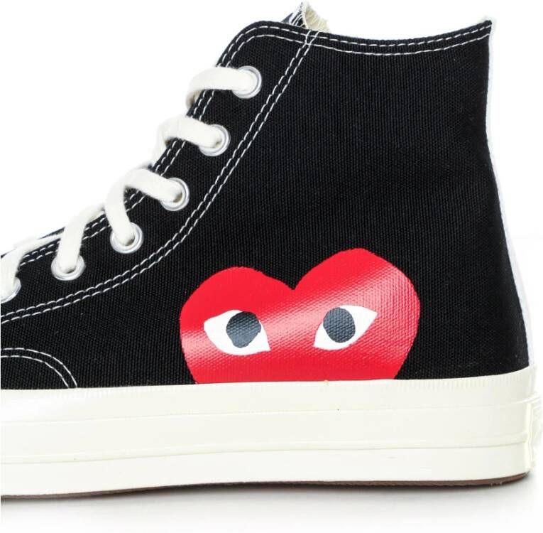 Comme des Garçons Play Canvas Hoge Sneaker met Rood Hart Logo Black Heren