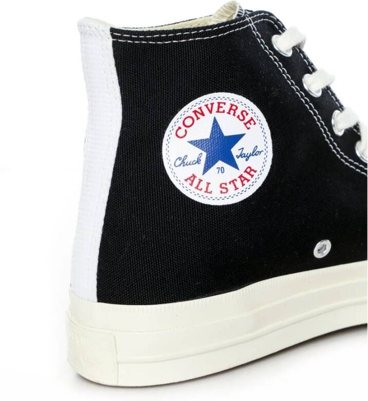 Comme des Garçons Play Canvas Hoge Sneaker met Rood Hart Logo Black Heren