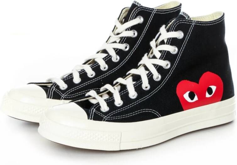 Comme des Garçons Play Canvas Hoge Sneaker met Rood Hart Logo Black Heren