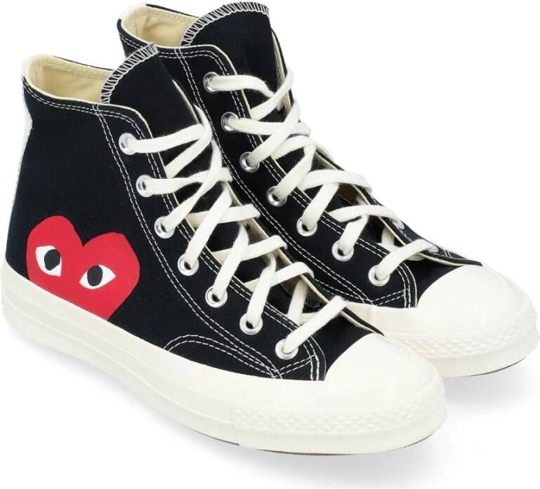 Comme des Garçons Play Canvas Hoge Sneakers met Rood Hart Black Heren