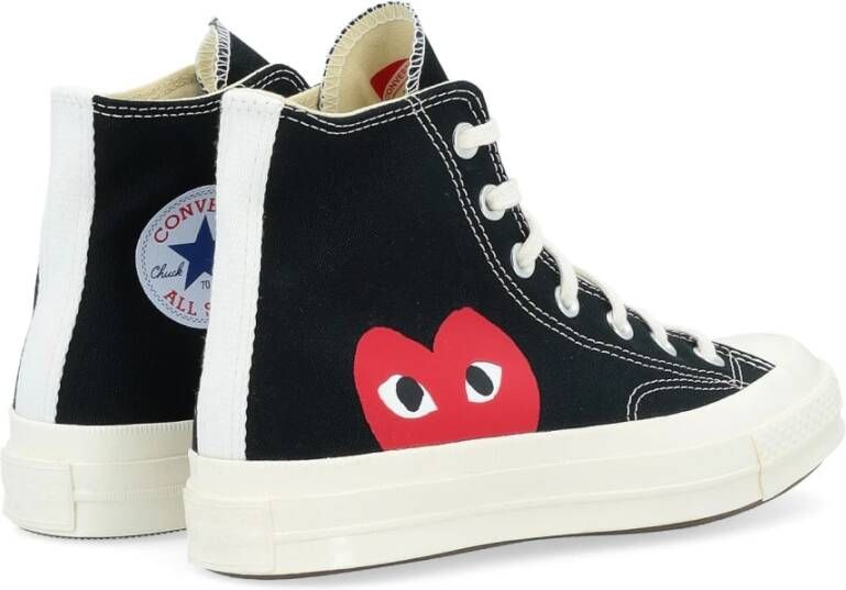 Comme des Garçons Play Canvas Hoge Sneakers met Rood Hart Black Heren