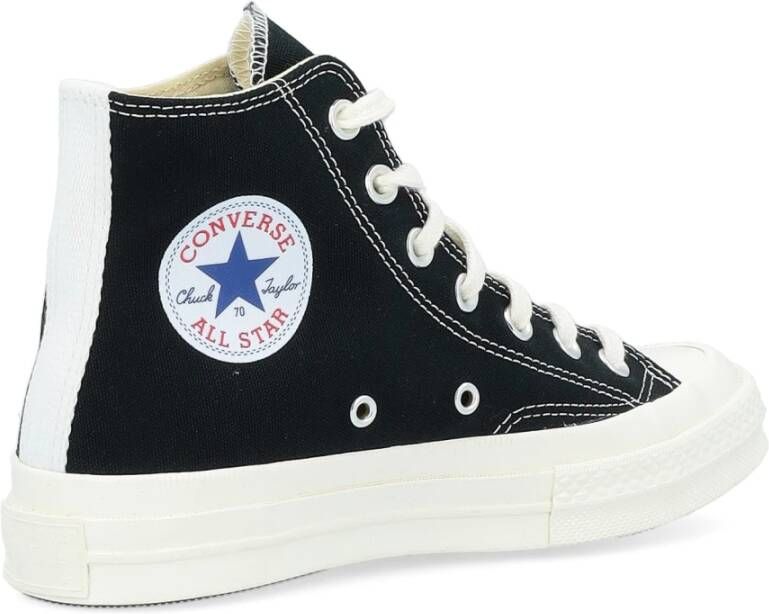 Comme des Garçons Play Canvas Hoge Sneakers met Rood Hart Black Heren