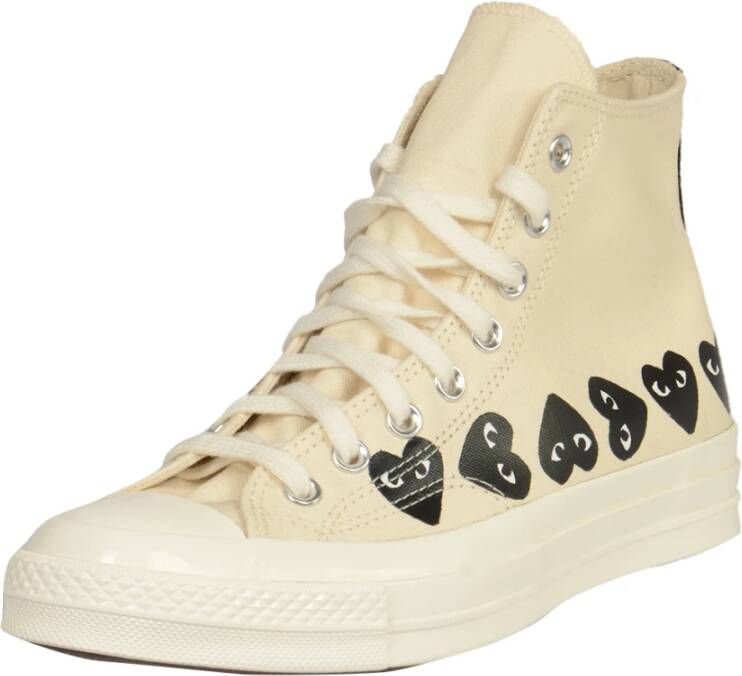 Comme des Garçons Play Hart Lage Top Sneakers Beige Heren