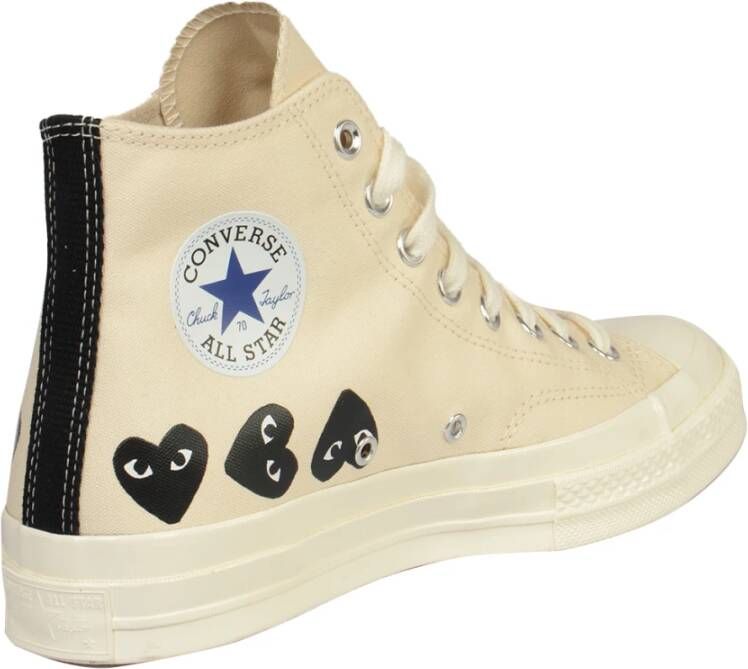 Comme des Garçons Play Hart Lage Top Sneakers Beige Heren