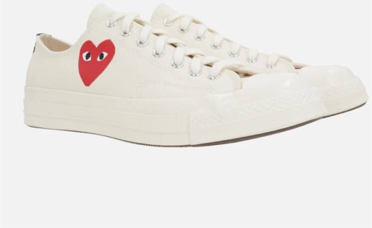 Comme des Garçons Play Hart Print Canvas Lage Sneakers White Dames