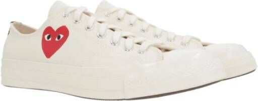 Comme des Garçons Play Hart Print Canvas Lage Sneakers White Heren