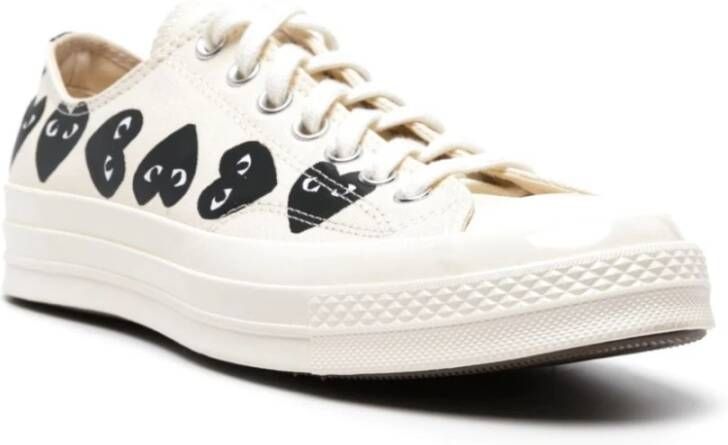 Comme des Garçons Play Hart Sneakers Wit Katoen Laag Veters White Heren