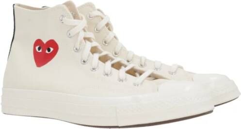 Comme des Garçons Play Hartprint High-Top Canvas Sneakers White Heren