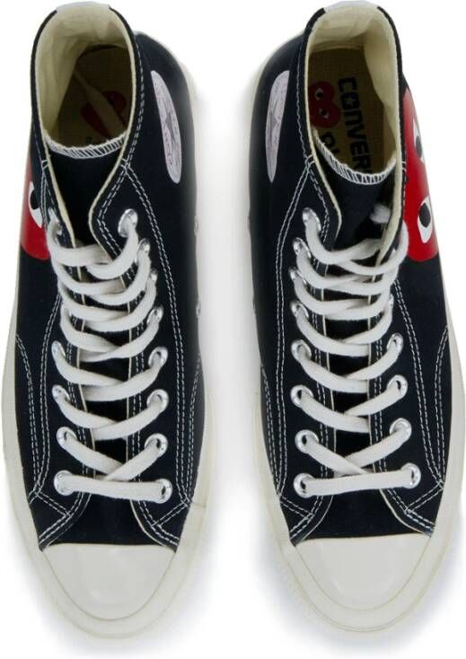 Comme des Garçons Play Hoge zwarte canvas sneaker met rood hart Zwart Unisex