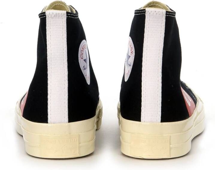 Comme des Garçons Play Hoge zwarte canvas sneaker met rood hart Zwart Unisex