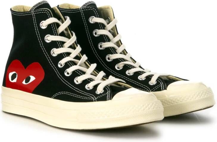 Comme des Garçons Play Hoge zwarte canvas sneaker met rood hart Zwart Unisex