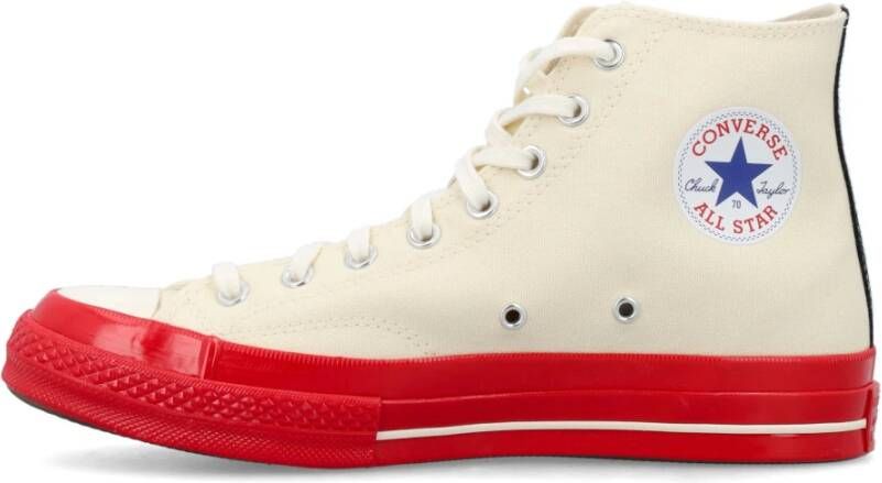 Comme des Garçons Play Off White Canvas High Top Sneakers Beige Heren