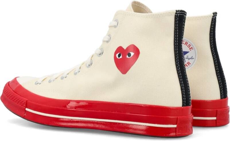 Comme des Garçons Play Off White Canvas High Top Sneakers Beige Heren