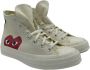 Comme des Garçons Play Off White High-Top Sneakers met Rood Hart Beige Heren - Thumbnail 2