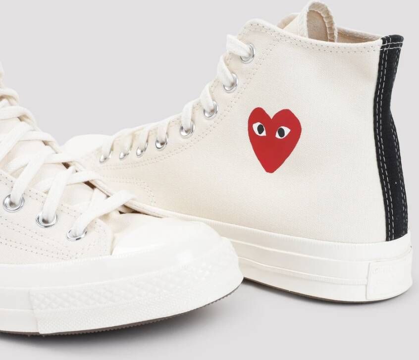 Comme des Garçons Play Rode Hart High Top Sneakers White Dames