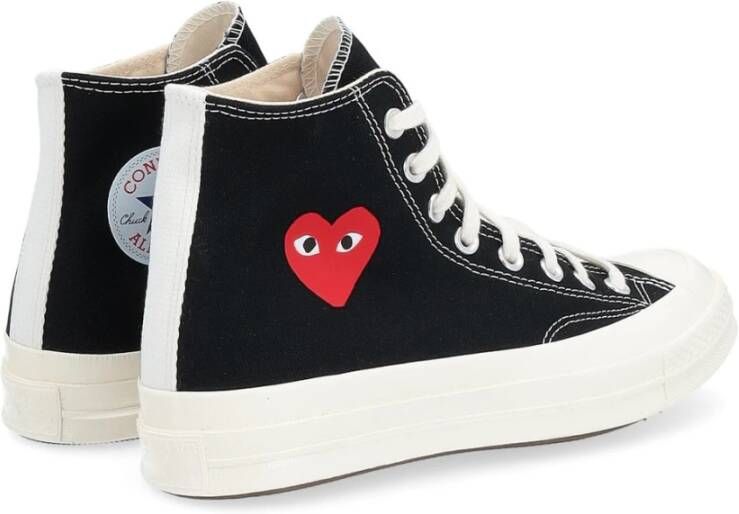 Comme des Garçons Play Rode Hart Hoge Top Sneakers Black Heren