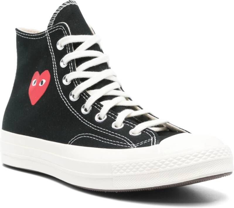 Comme des Garçons Play Rode Hart Hoge Top Sneakers Black Heren