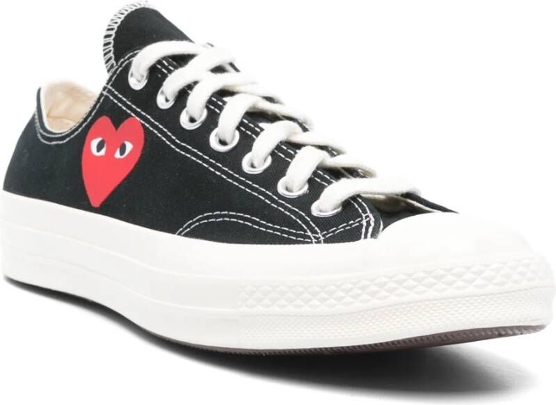 Comme des Garçons Play Rode Hart Lage Sneakers Black Heren