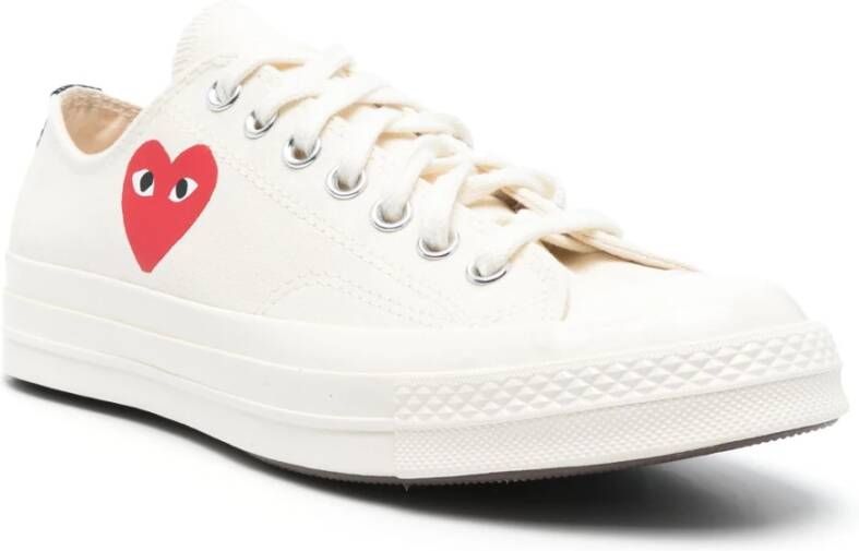 Comme des Garçons Play Rode Hart Lage Sneakers White Heren