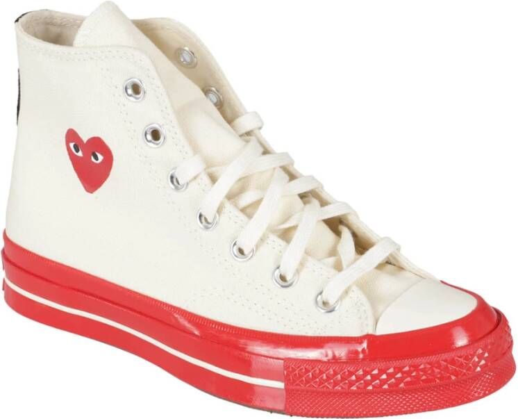 Comme des Garçons Play Rode High Top Sneakers White Heren