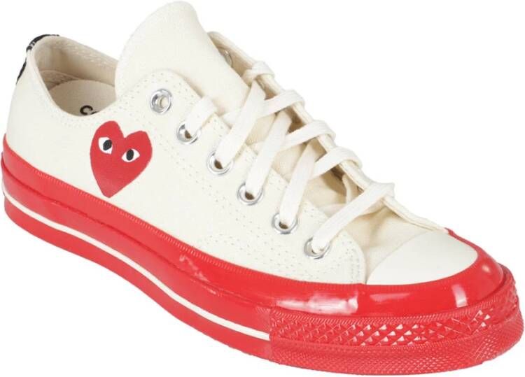 Comme des Garçons Play Rode Zool Lage Top Sneakers White Heren