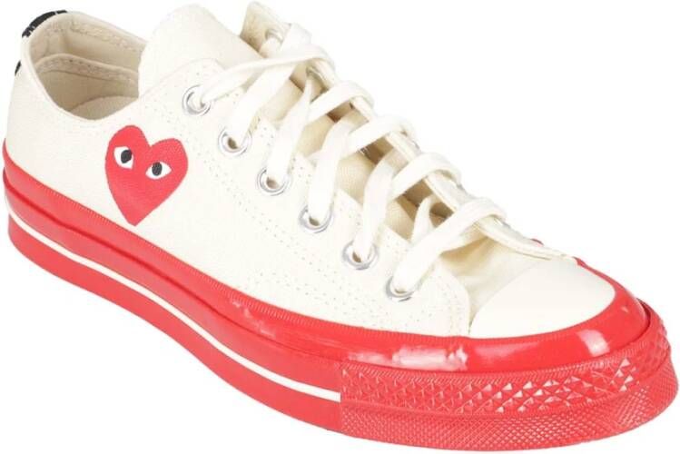 Comme des Garçons Play Rode Zool Lage Top Sneakers White Heren