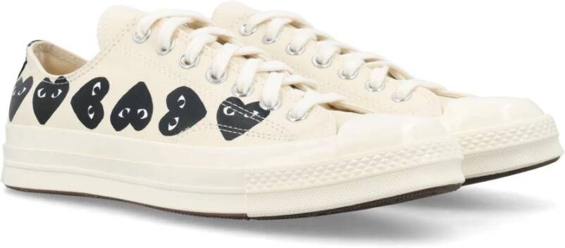 Comme des Garçons Play Witte Multi Heart Low Top Sneakers Beige Heren