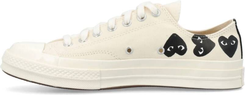 Comme des Garçons Play Witte Multi Heart Low Top Sneakers Beige Heren