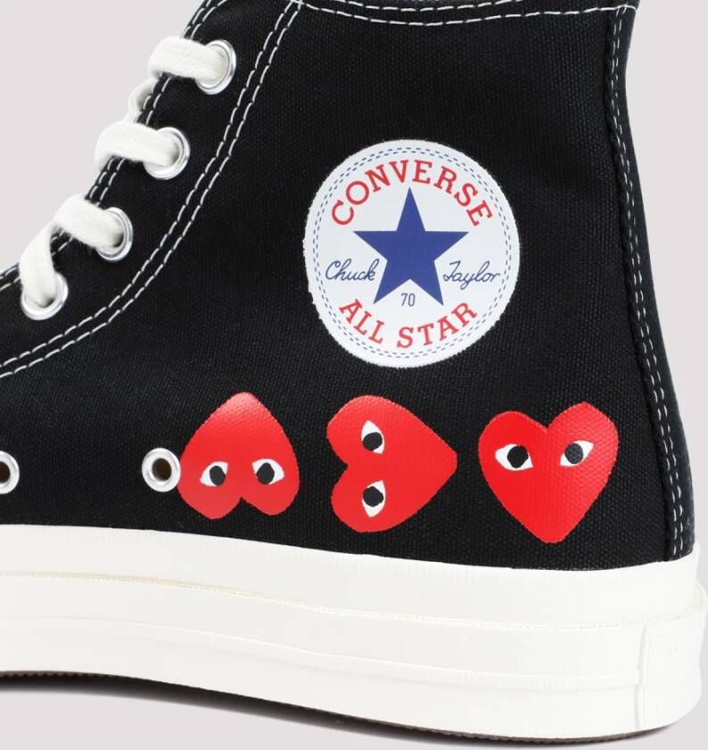 Comme des Garçons Play Zwarte Canvas Hi Top Sneakers Black Heren