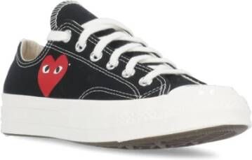 Comme des Garçons Play Zwarte Canvas Sneakers met Contrasterend Logo Black Dames