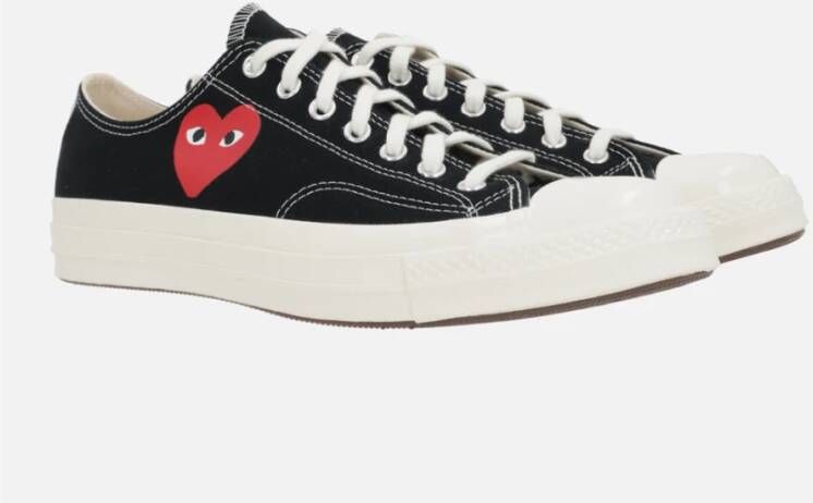 Comme des Garçons Play Zwarte Hart Lage Canvas Sneakers Black Dames