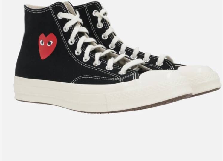 Comme des Garçons Play Zwarte High-Top Canvas Sneakers Black Dames