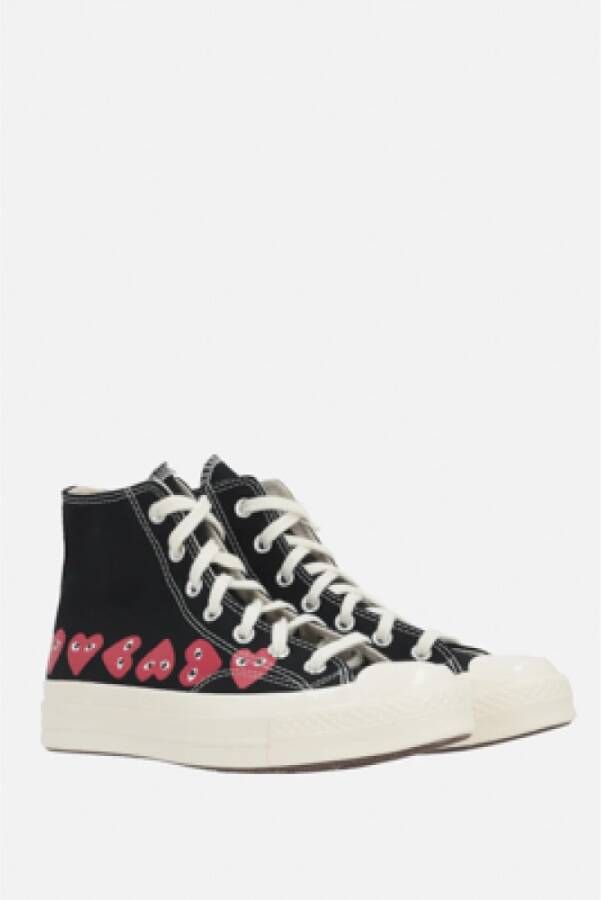 Comme des Garçons Play Zwarte High-Top Canvas Sneakers Black Heren