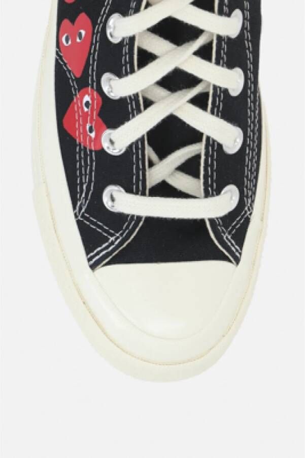 Comme des Garçons Play Zwarte High-Top Canvas Sneakers Black Heren