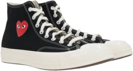 Comme des Garçons Play Zwarte High-Top Sneakers met Hartprint Black Heren