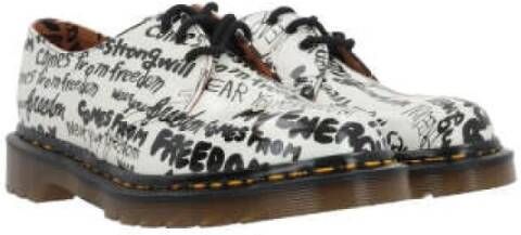 Comme des Garçons Witte leren derby schoenen met all-over print Multicolor Dames