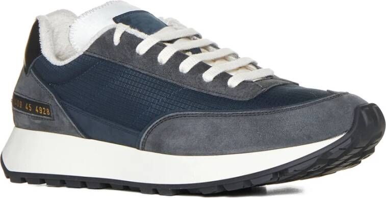 Common Projects Blauwe Sneakers Ripstop Panelled Suède Leer Multicolor Heren