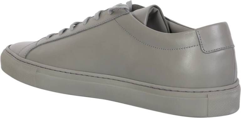 Common Projects Gouden Logo Kobalt Grijs Leren Sneakers Gray Heren