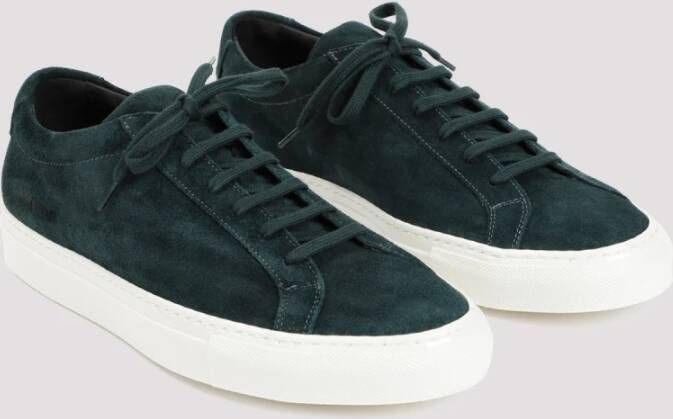 Common Projects Groene Suede Achilles Gewaxte Sneakers Green Heren