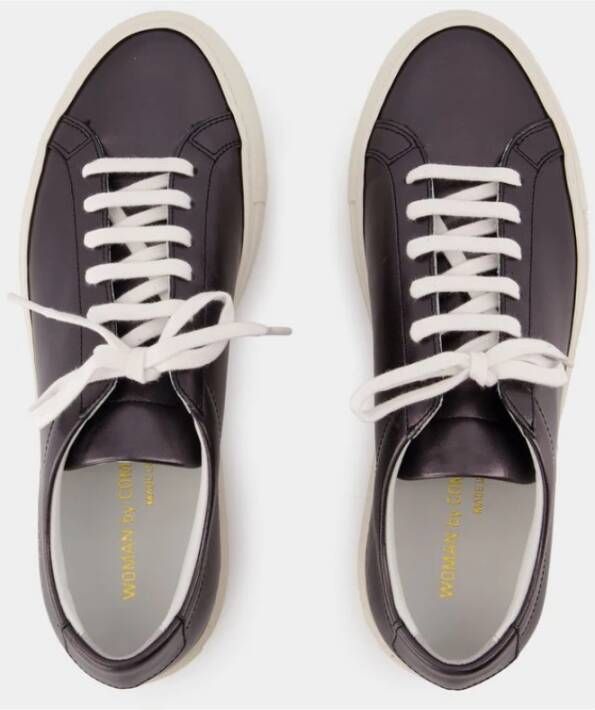 Common Projects Zwarte Leren Glanzende Sneakers Black Dames