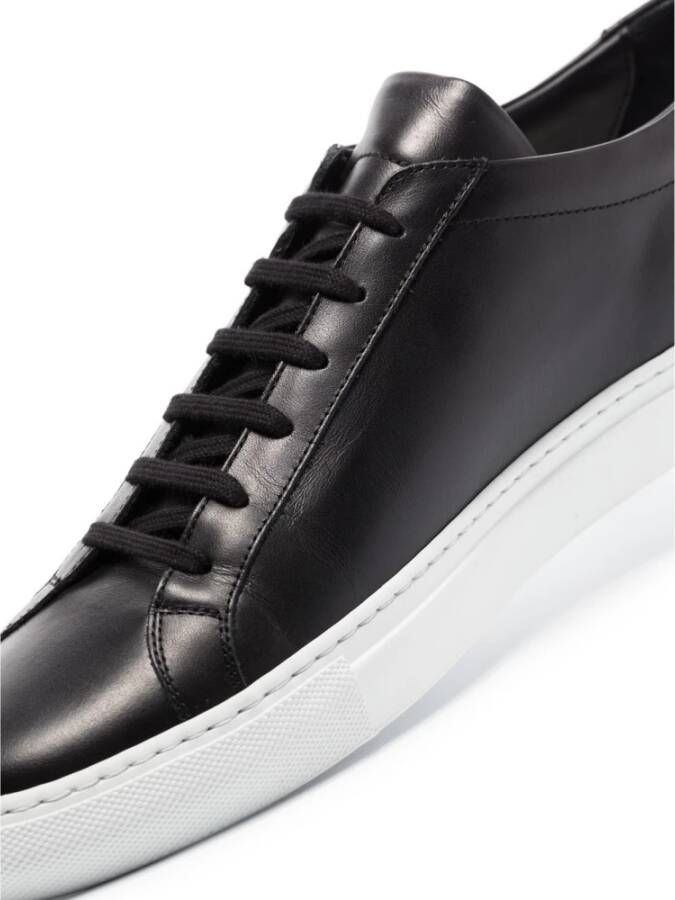 Common Projects Zwarte Leren Sneakers Goud Logo Black Heren