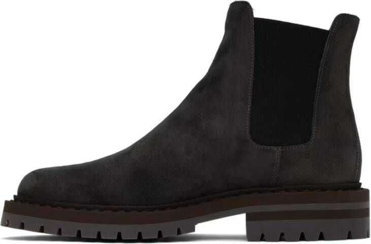 Common Projects Zwarte suède Chelsea laarzen met gouden zijdetail Black Heren