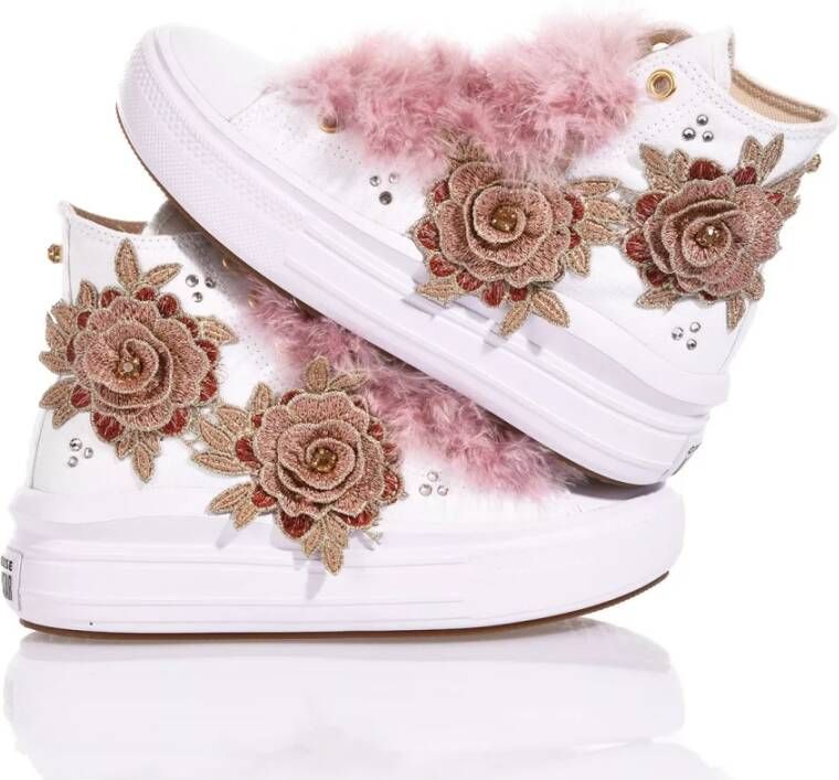 Converse Aangepaste Damesschoenen Wit Roze Sneakers Pink Dames