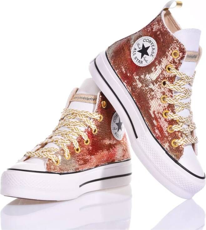 Converse Aangepaste Platform Sneakers Beige Geel Bruin Brown Dames