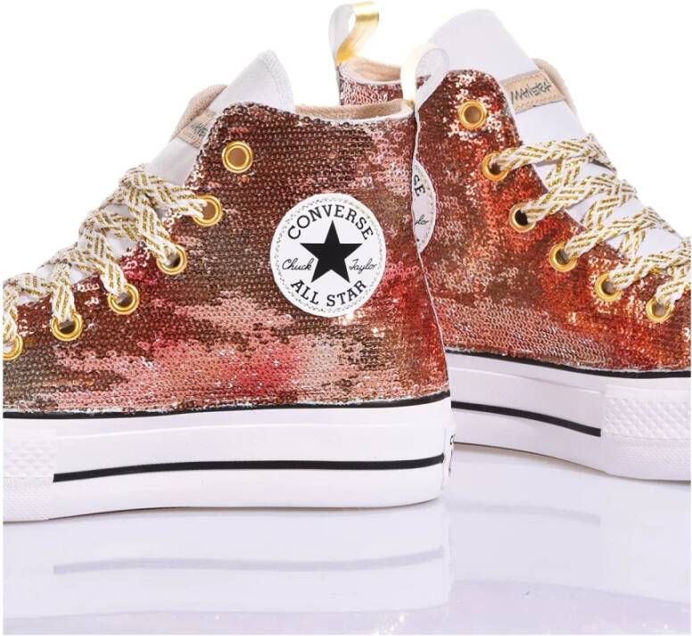 Converse Aangepaste Platform Sneakers Beige Geel Bruin Brown Dames