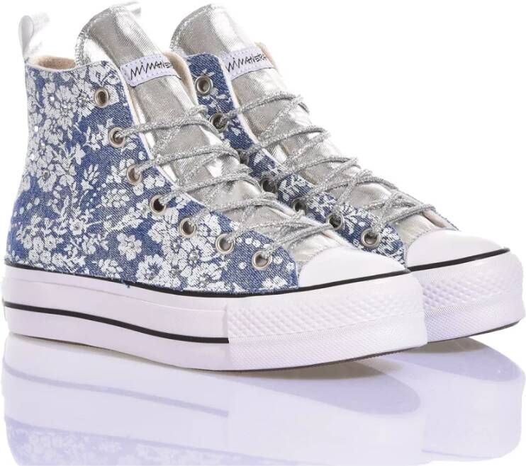 Converse Aangepaste Platform Sneakers Zilver Lichtblauw Multicolor Dames