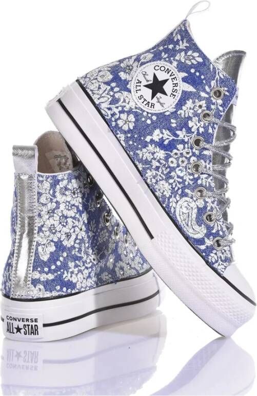 Converse Aangepaste Platform Sneakers Zilver Lichtblauw Multicolor Dames