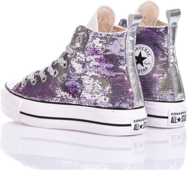 Converse Aangepaste Zilver Violet Platform Sneakers Multicolor Dames