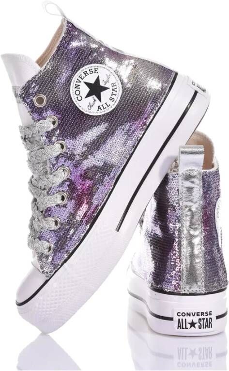 Converse Aangepaste Zilver Violet Platform Sneakers Multicolor Dames