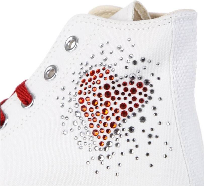 Converse Canvas High-Top Sneaker met Hart Glitter White Dames